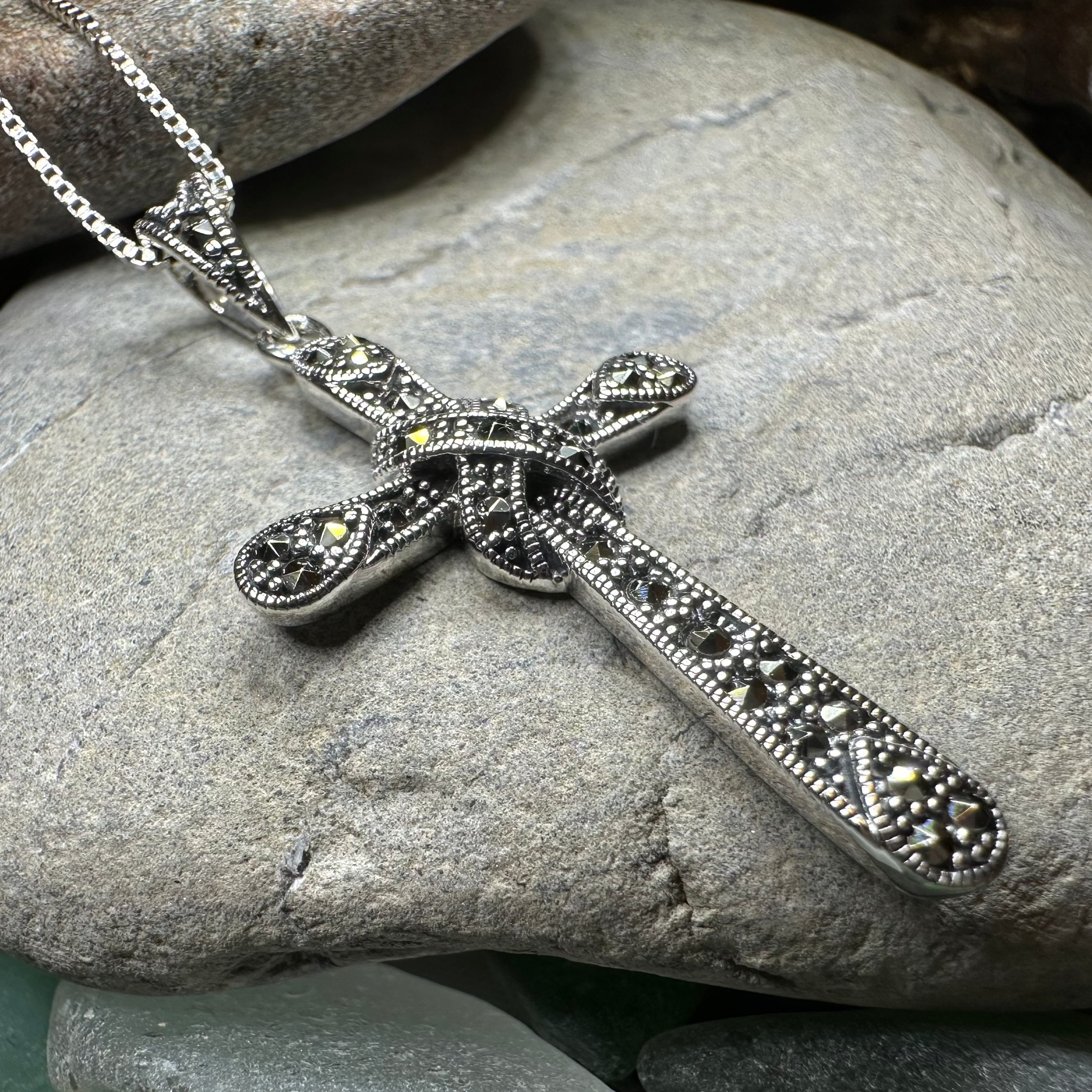 Brenna Marcasite Cross Necklace