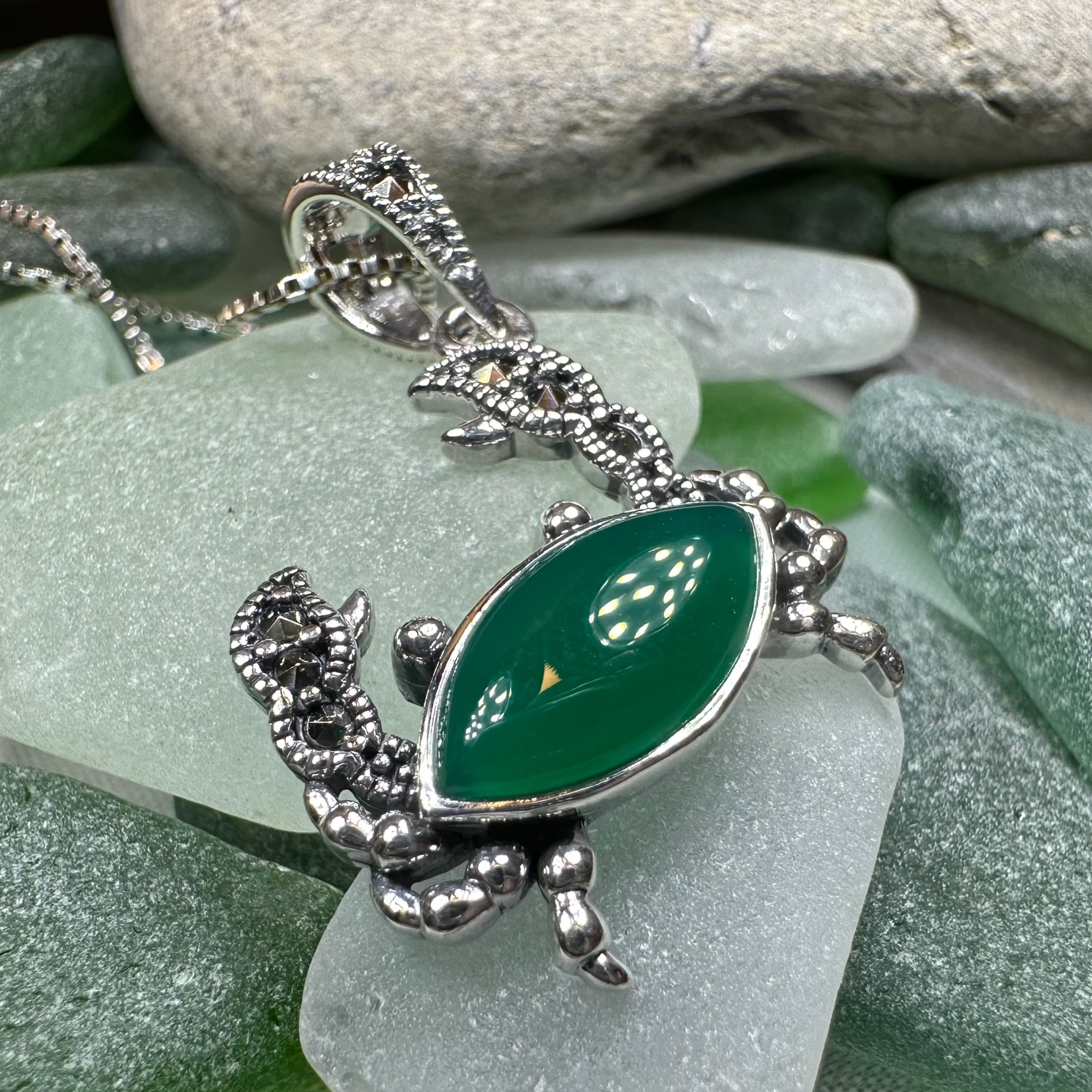 Green Seas Crab Necklace