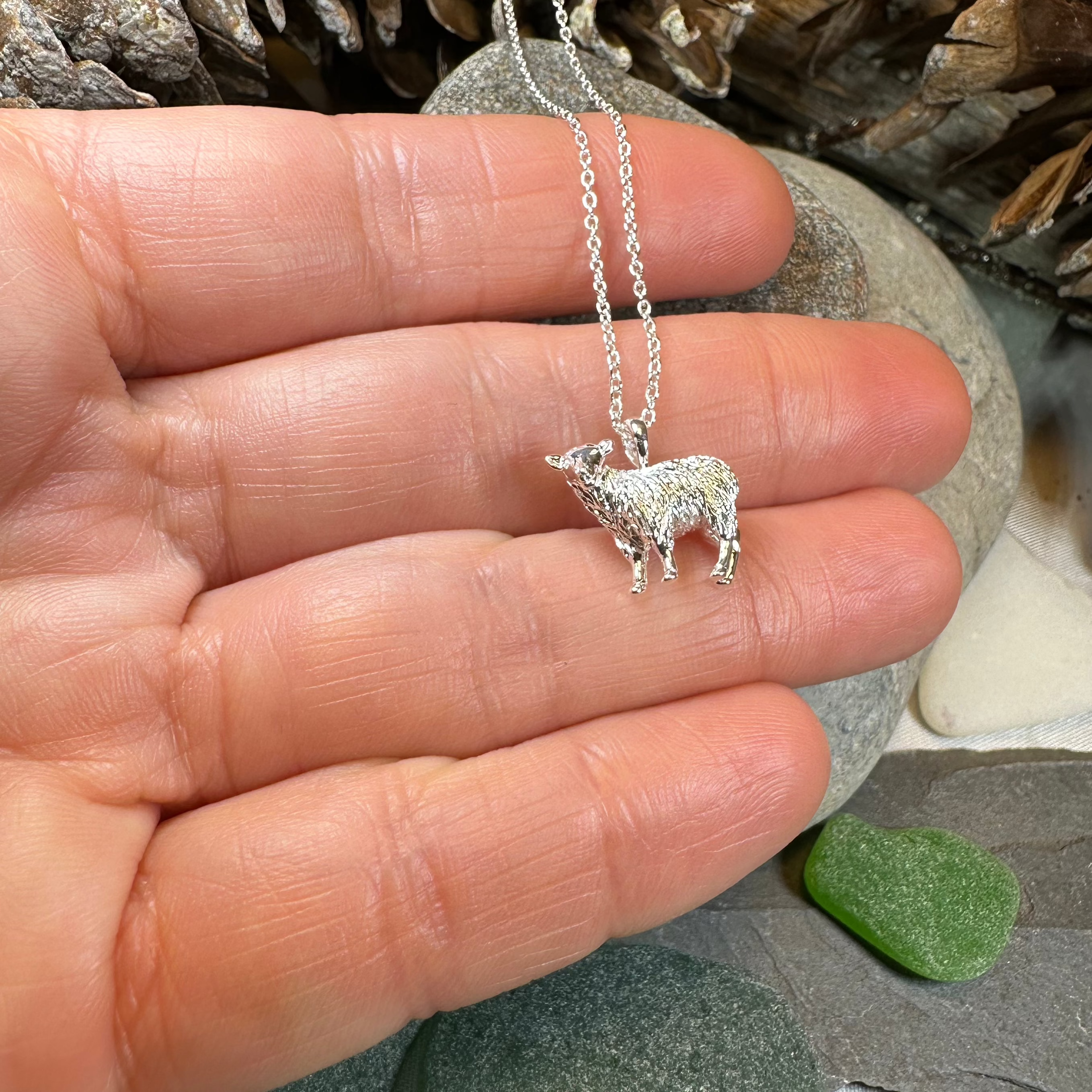 Realistic Sheep Necklace in Sterling Silver