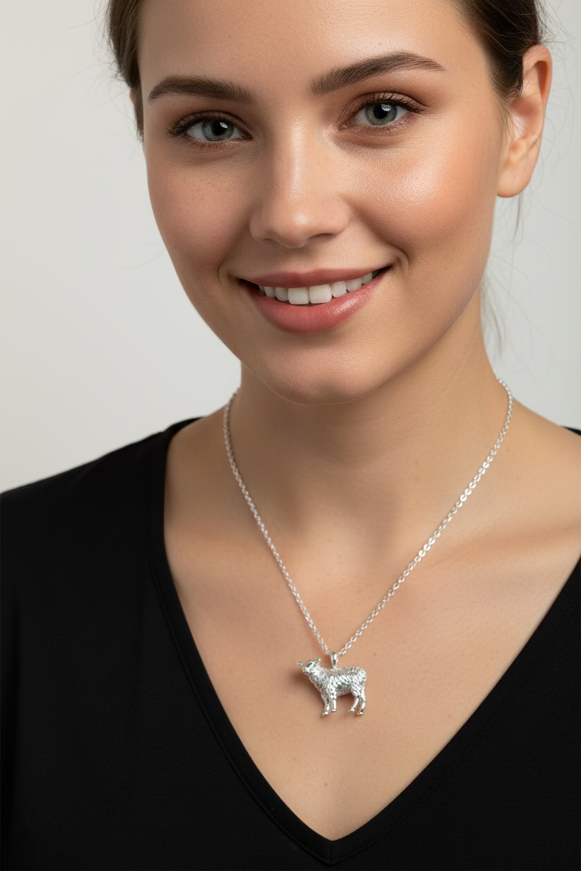 Realistic Sheep Necklace in Sterling Silver