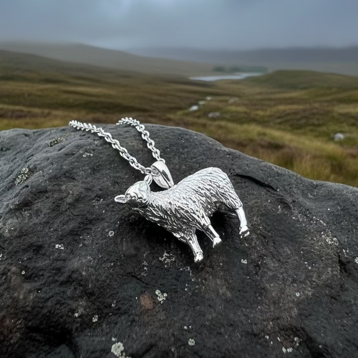 Realistic Sheep Necklace in Sterling Silver