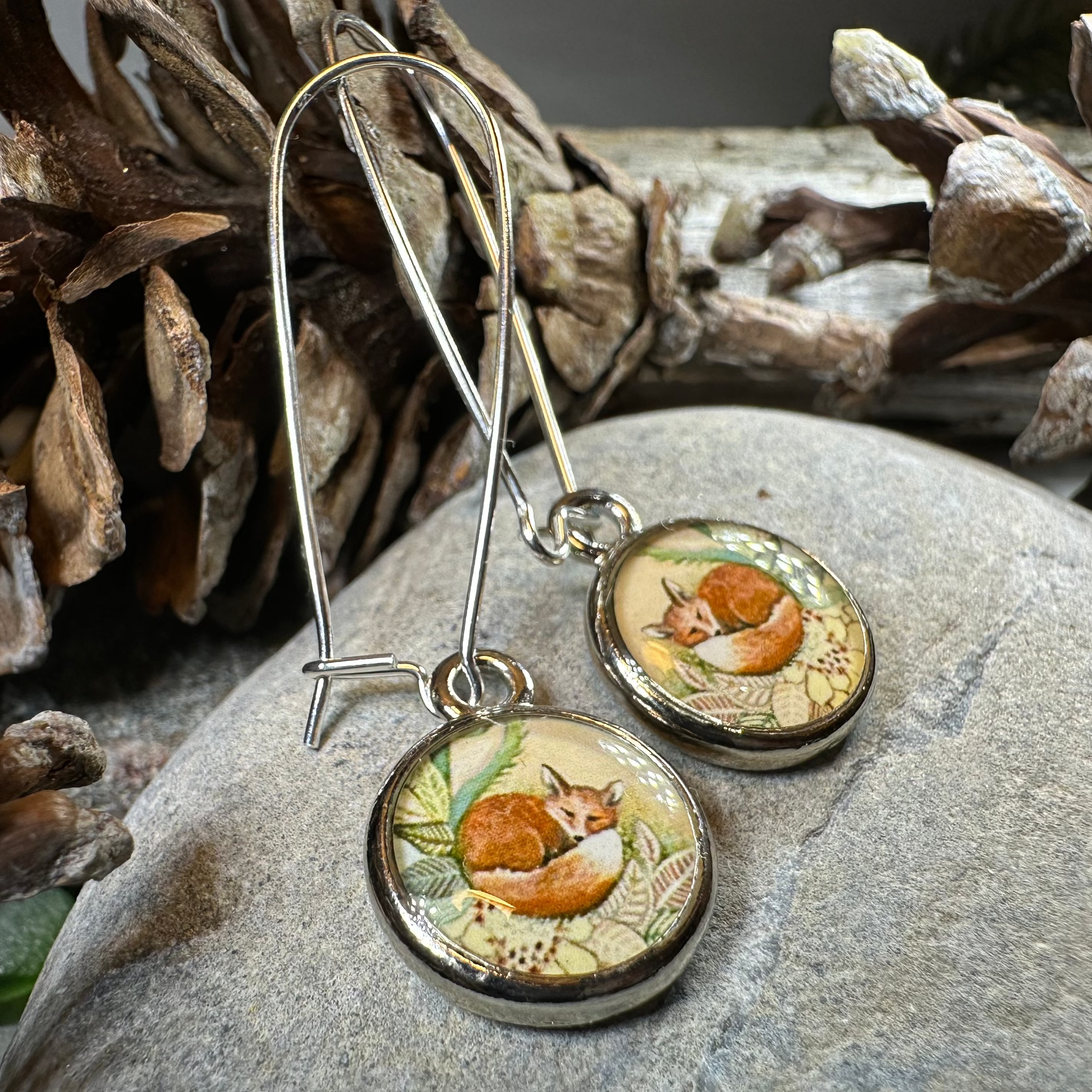Autumn Nap Fox Earrings