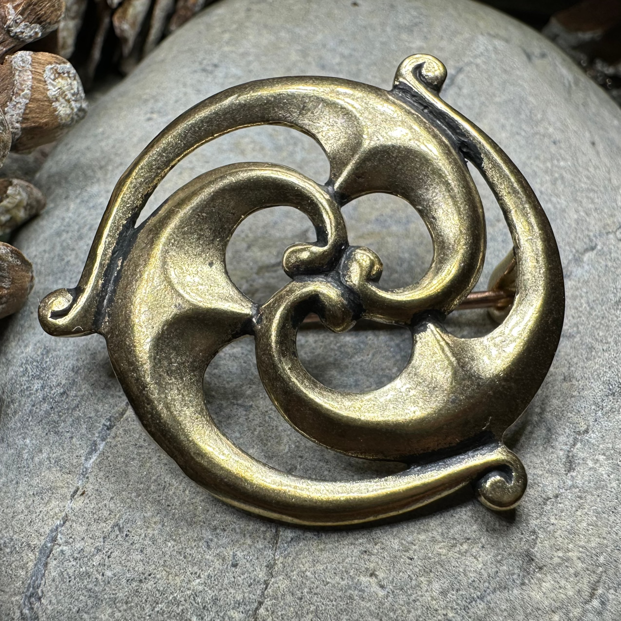 Bronze Gallo-Roman Triquetra Brooch - Bronze Historical Reproduction Pin
