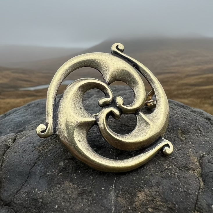 Bronze Gallo-Roman Triquetra Brooch - Bronze Historical Reproduction Pin