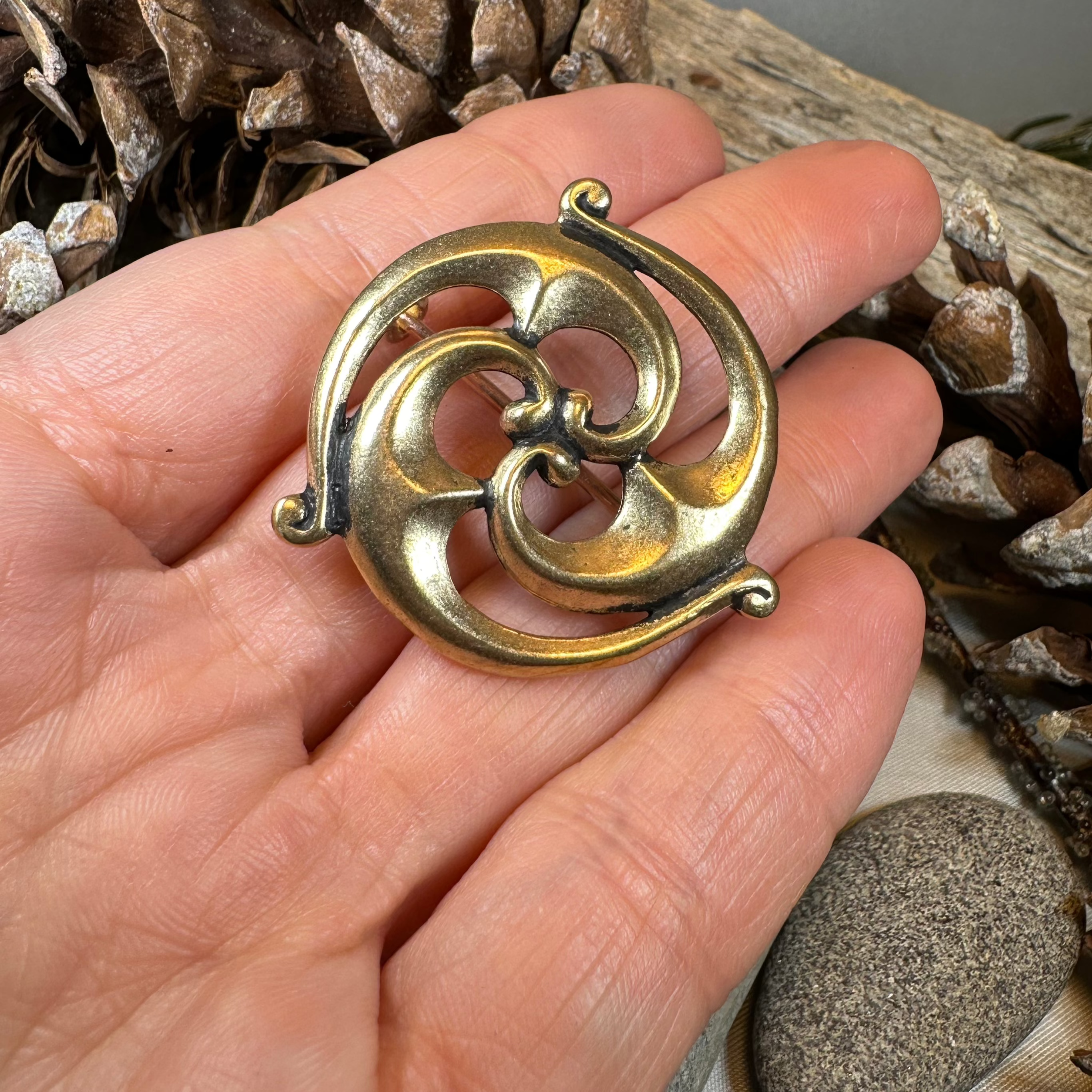 Bronze Gallo-Roman Triquetra Brooch - Bronze Historical Reproduction Pin
