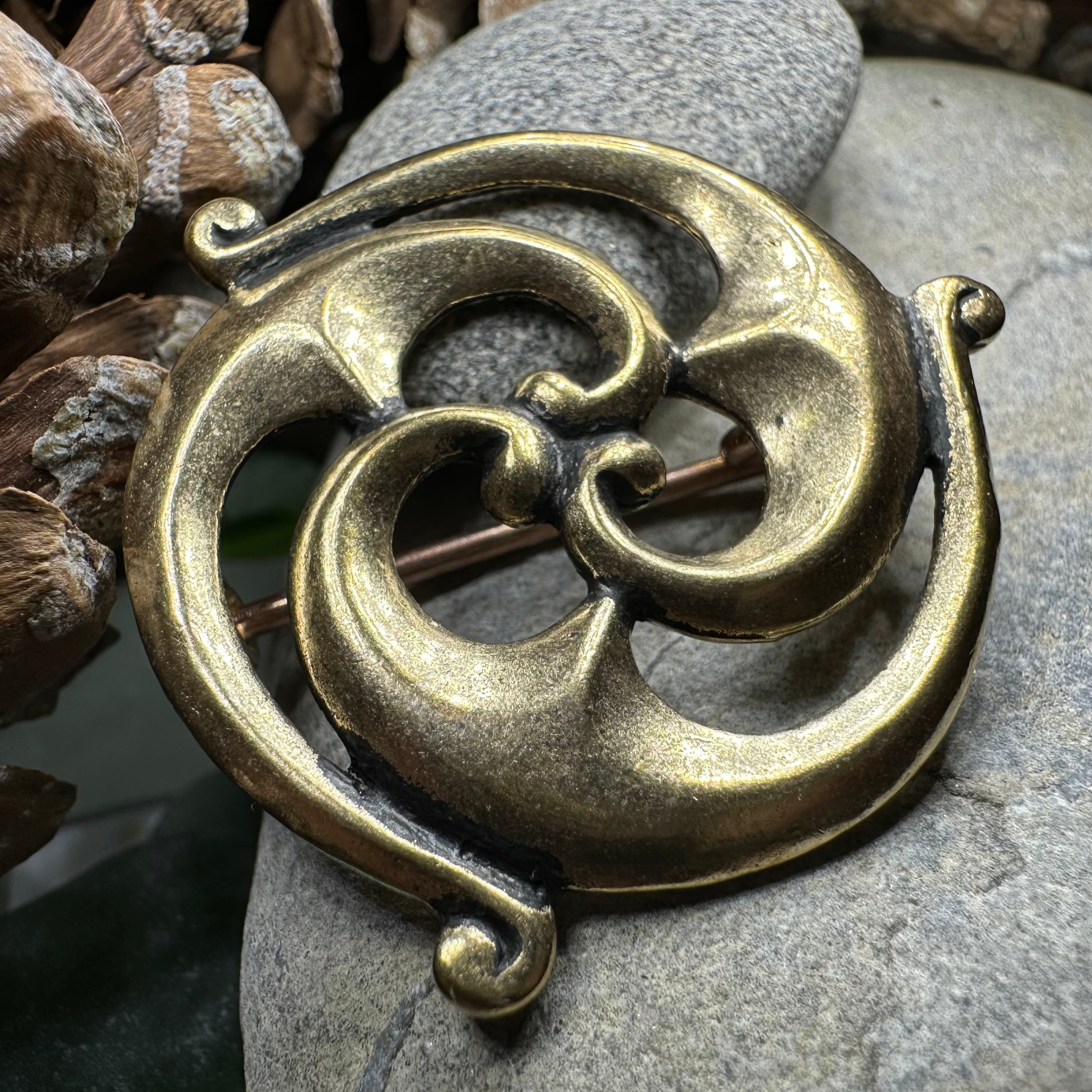 Bronze Gallo-Roman Triquetra Brooch - Bronze Historical Reproduction Pin