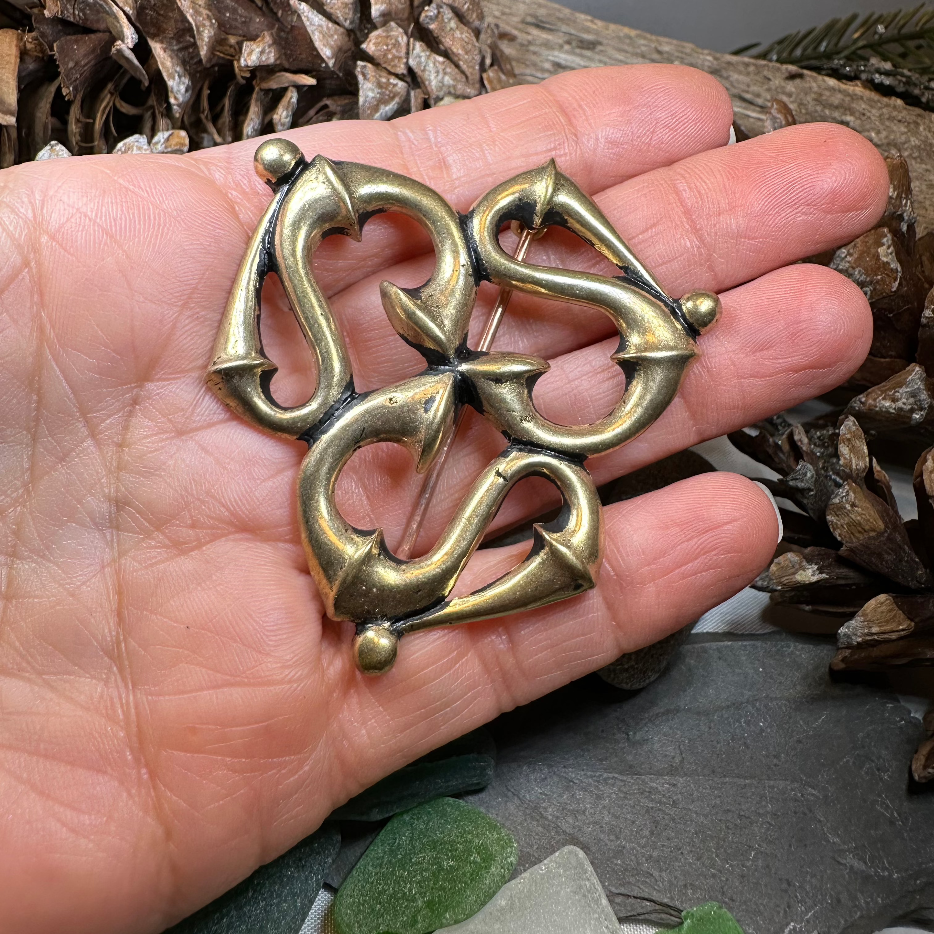 Bronze Roman Triquetra Brooch - Bronze Historical Reproduction Pin