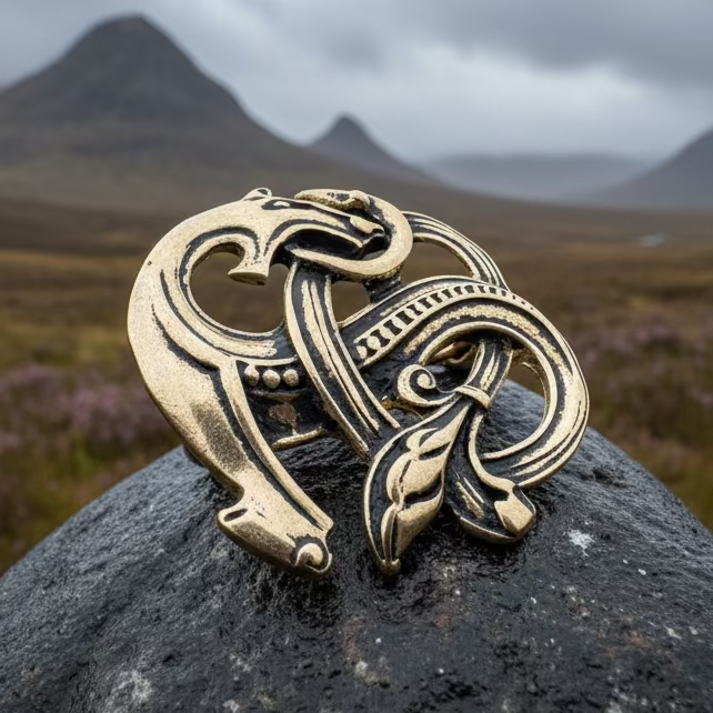 Bronze Viking Dragon Brooch - Bronze Historical Reproduction Pin