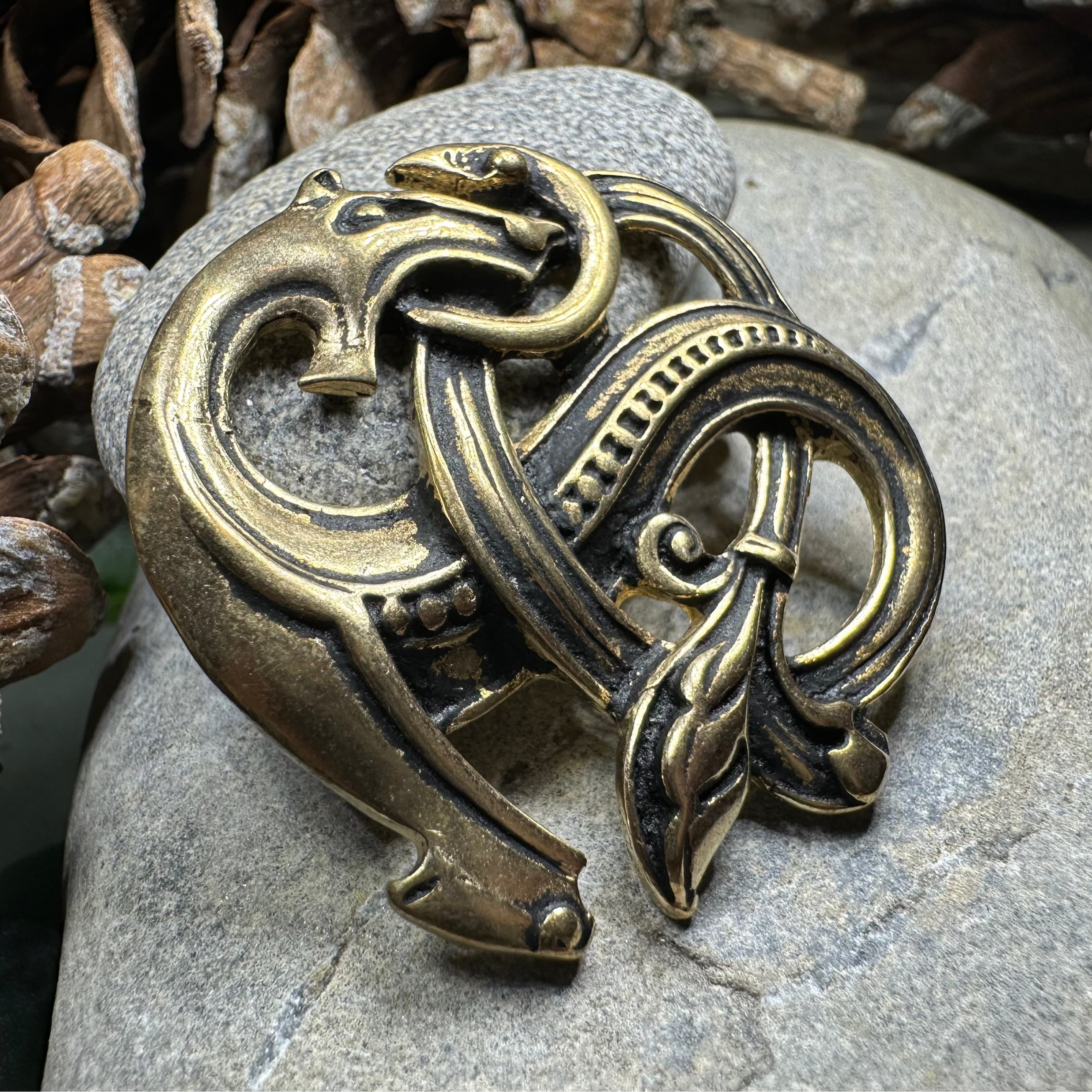 Bronze Viking Dragon Brooch - Bronze Historical Reproduction Pin