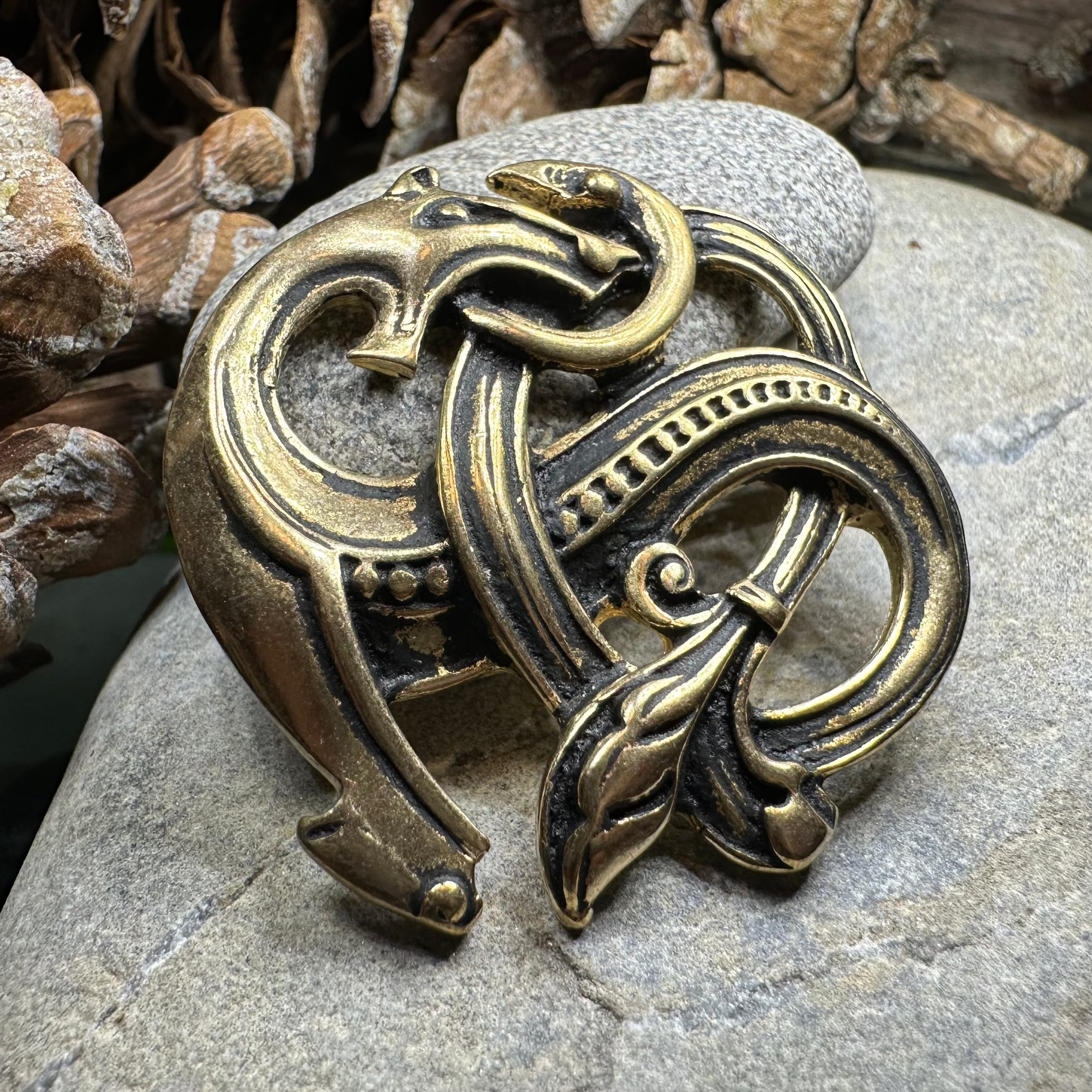 Bronze Viking Dragon Brooch - Bronze Historical Reproduction Pin