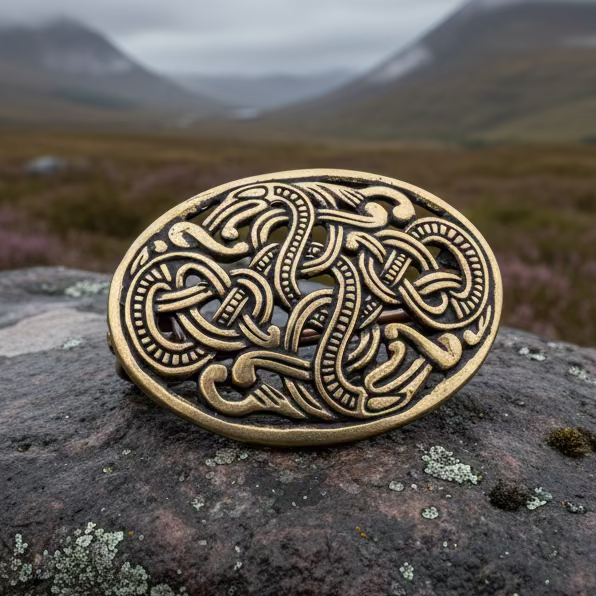 Bronze Atli Viking Brooch - Bronze Historical Reproduction Pin