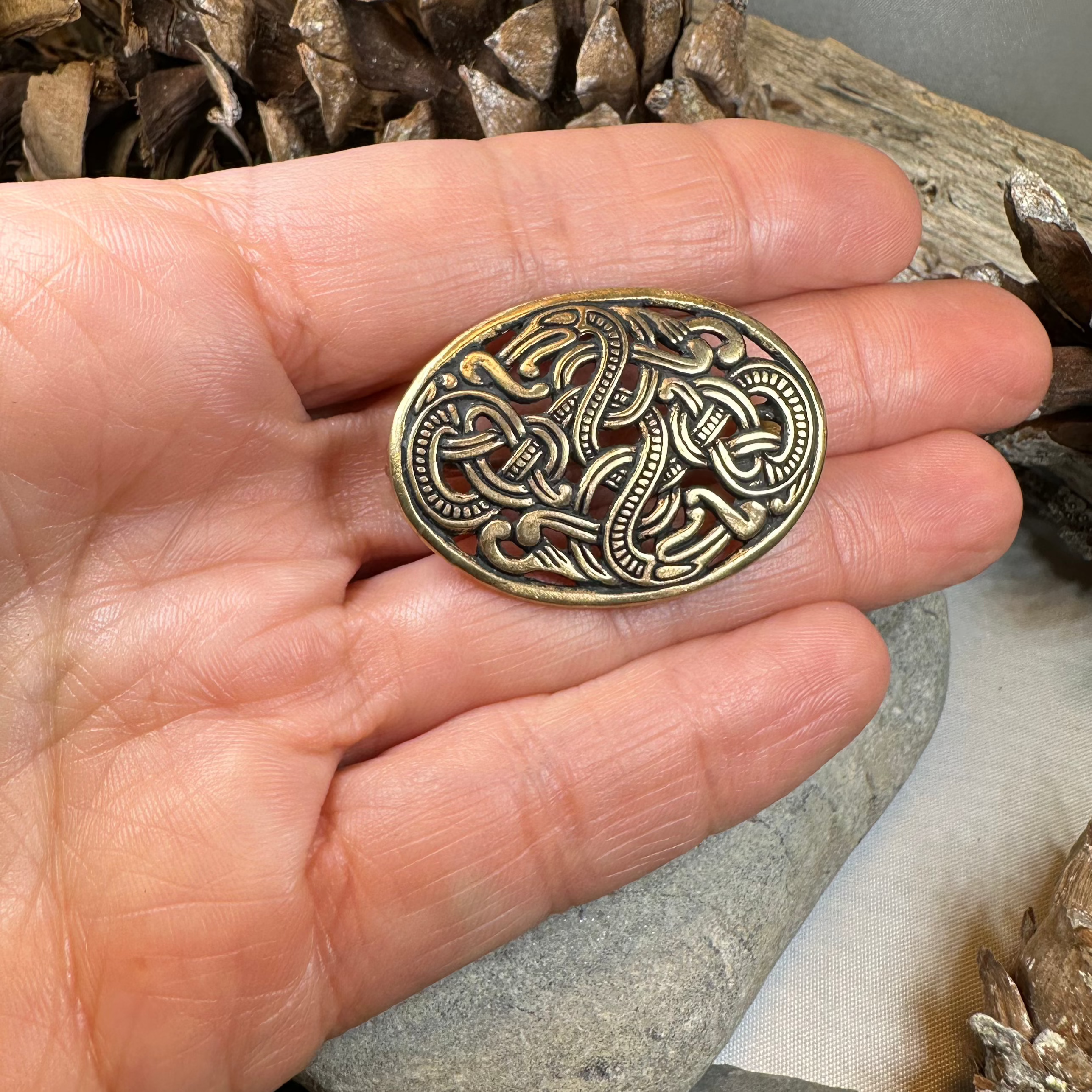 Bronze Atli Viking Brooch - Bronze Historical Reproduction Pin
