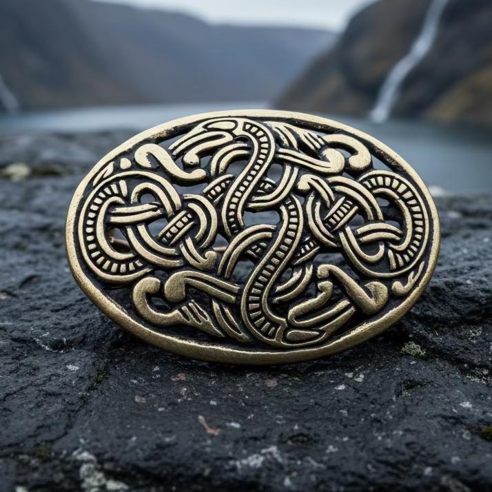 Bronze Atli Viking Brooch - Bronze Historical Reproduction Pin