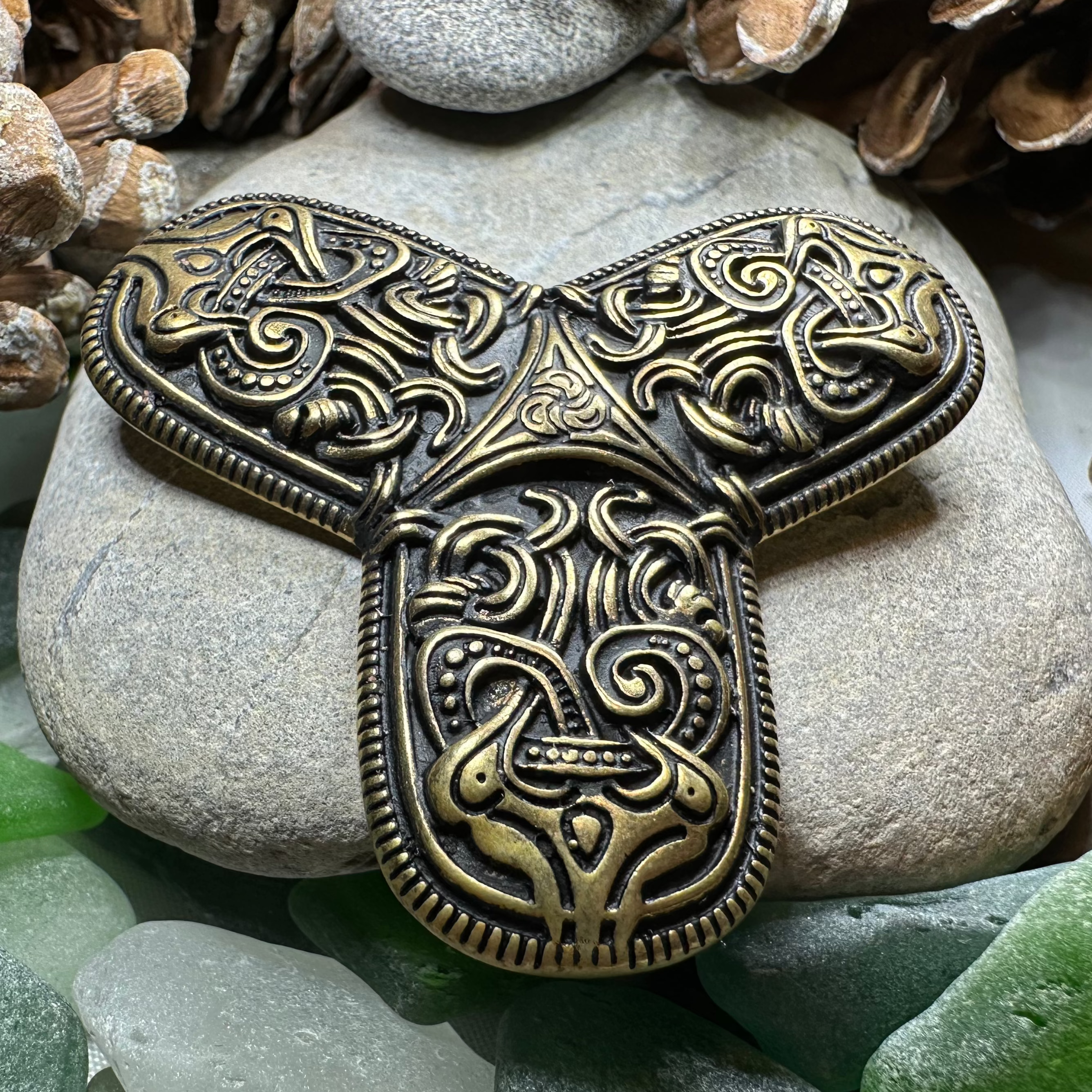 Large Upland Viking Trefoil Brooch - Bronze Historical Reproduction Pin