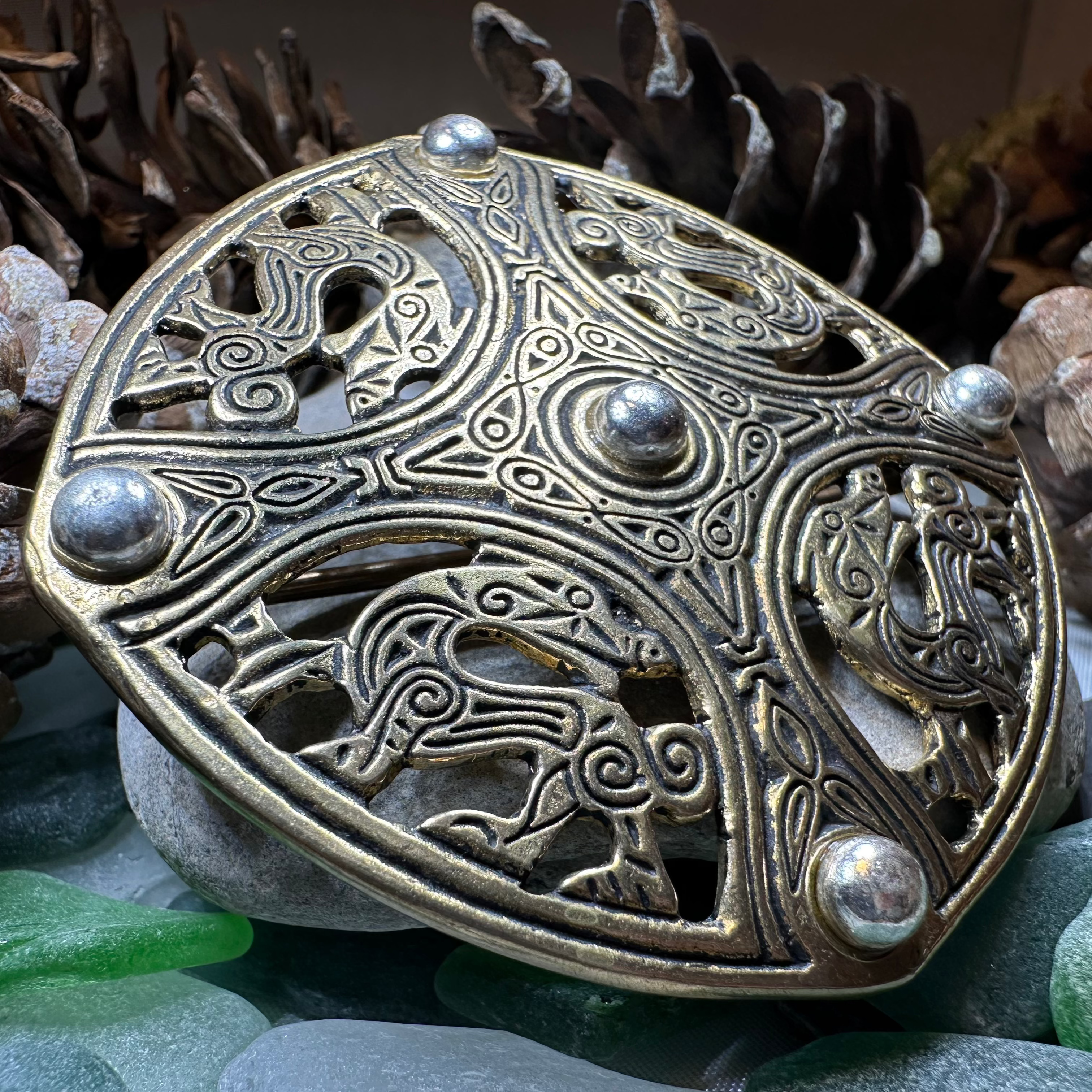 Large Anglo Saxon Flintshire Brooch - Bronze Historical Reproduction Pin
