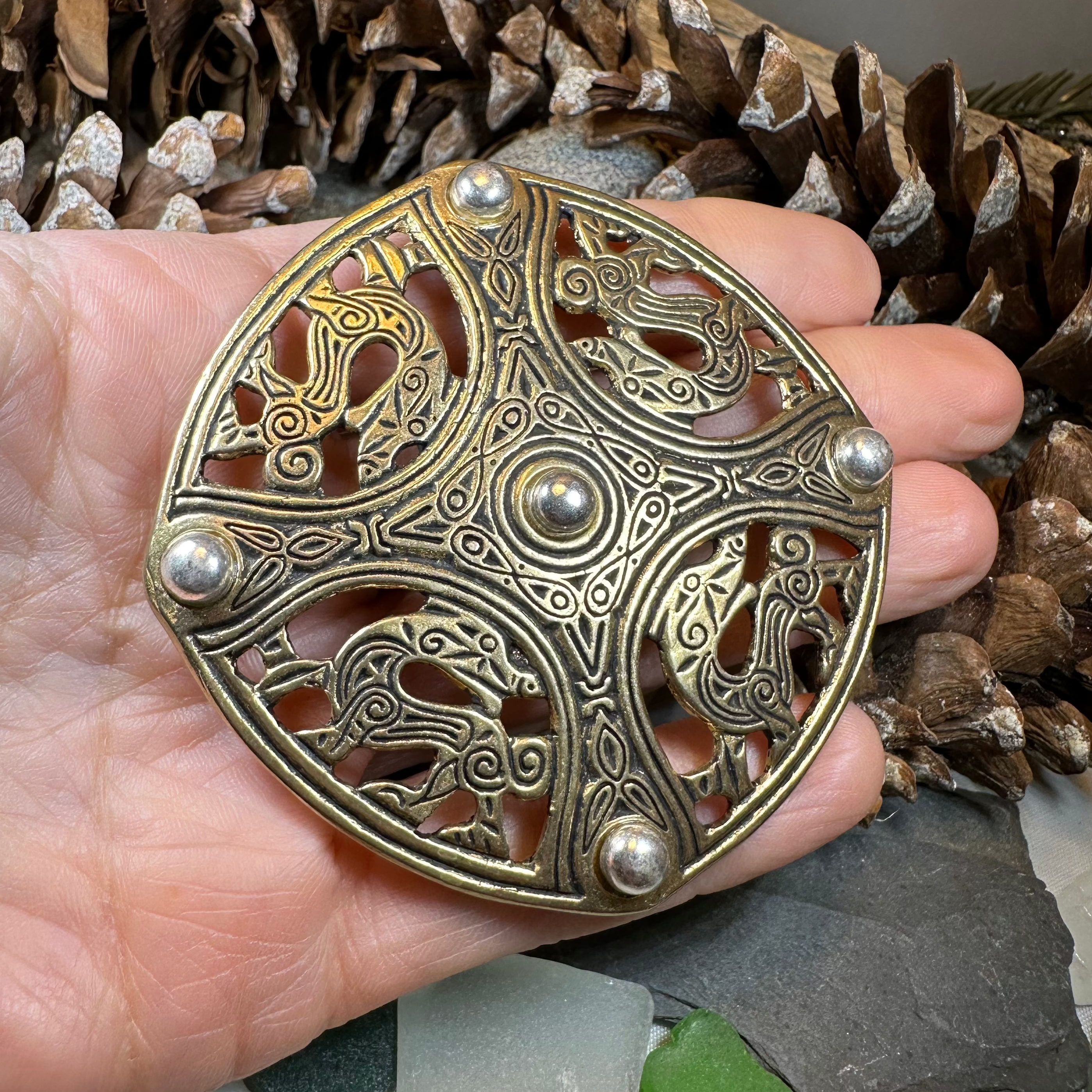 Large Anglo Saxon Flintshire Brooch - Bronze Historical Reproduction Pin