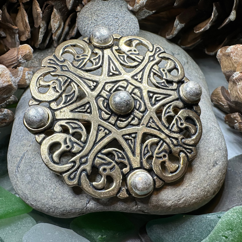 Large Trewhiddle Celtic Medieval Brooch - Bronze Historical Reproduction Pin