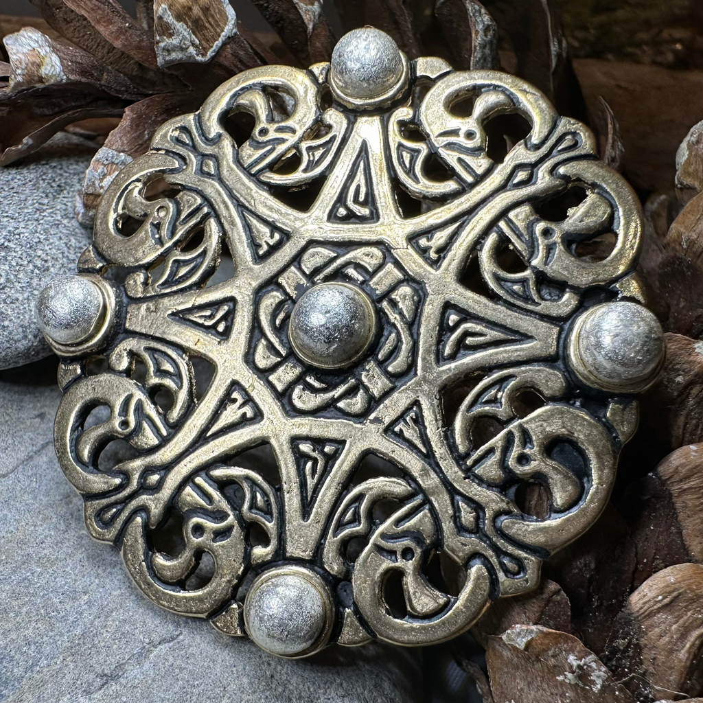 Large Trewhiddle Celtic Medieval Brooch - Bronze Historical Reproduction Pin