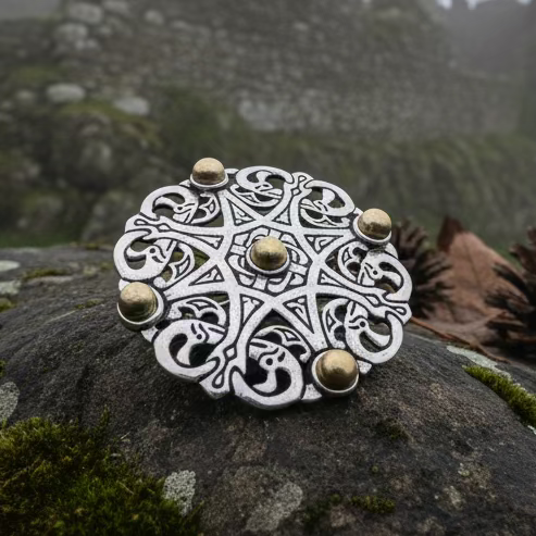 Large Trewhiddle Celtic Medieval Brooch - Bronze Historical Reproduction Pin