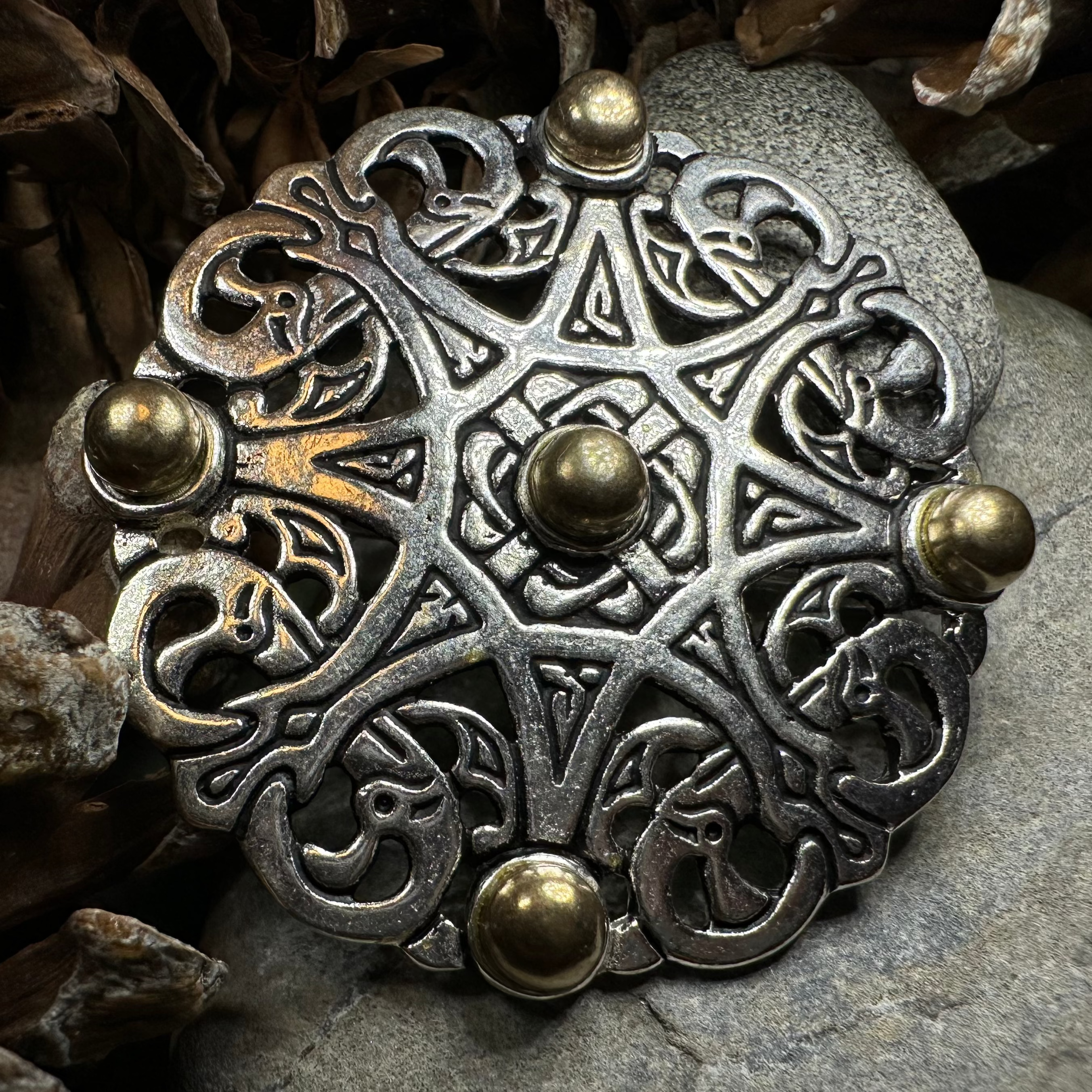 Large Trewhiddle Celtic Medieval Brooch - Bronze Historical Reproduction Pin