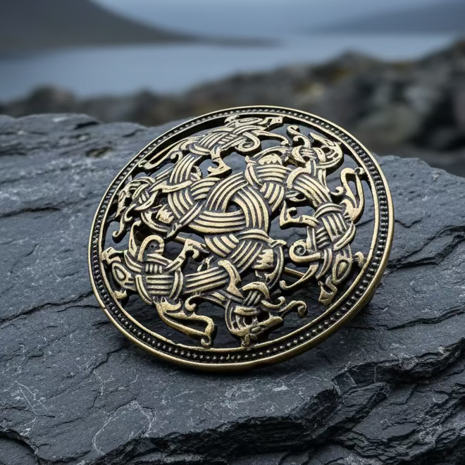 Ringerike Viking Brooch - Bronze Historical Reproduction Pin