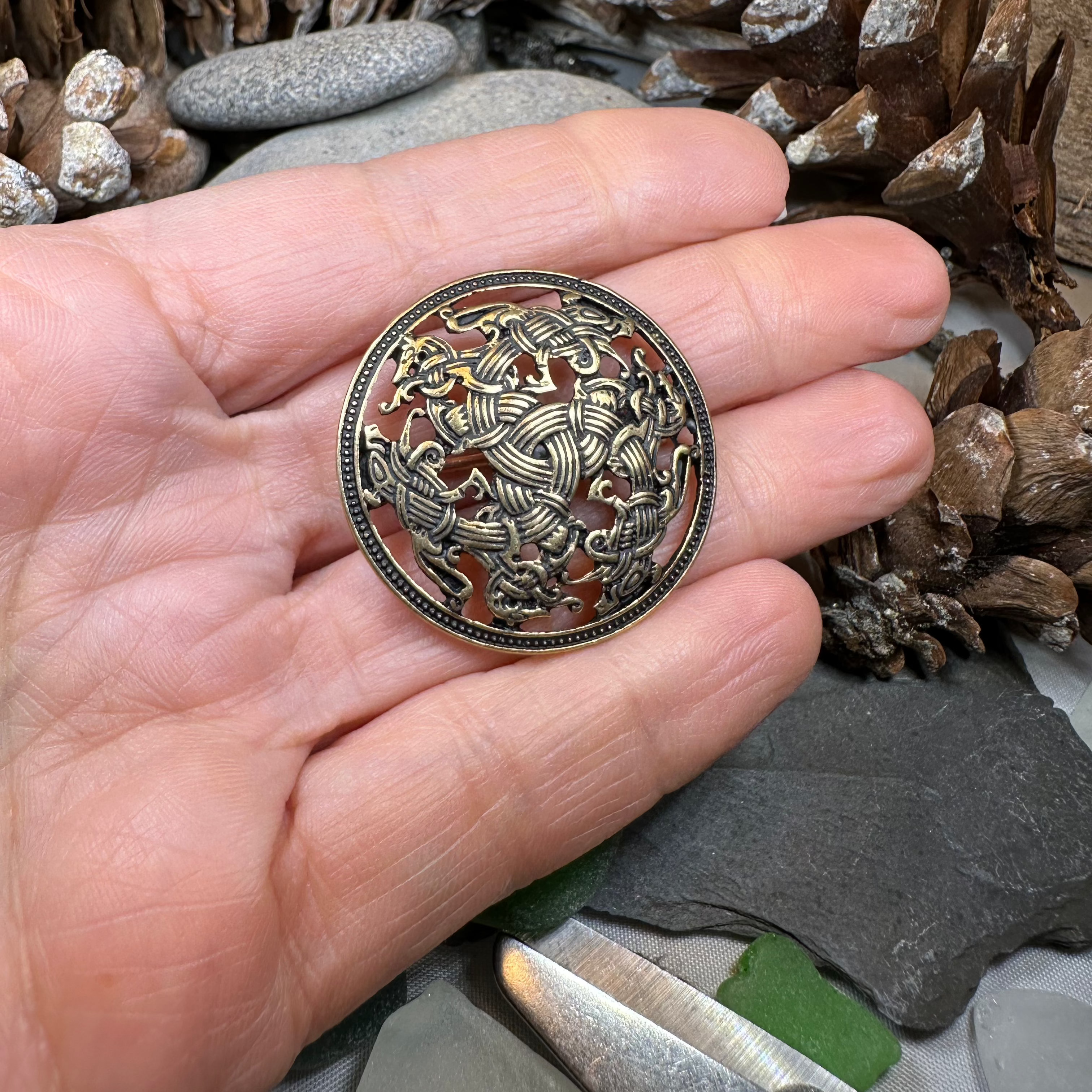Ringerike Viking Brooch - Bronze Historical Reproduction Pin