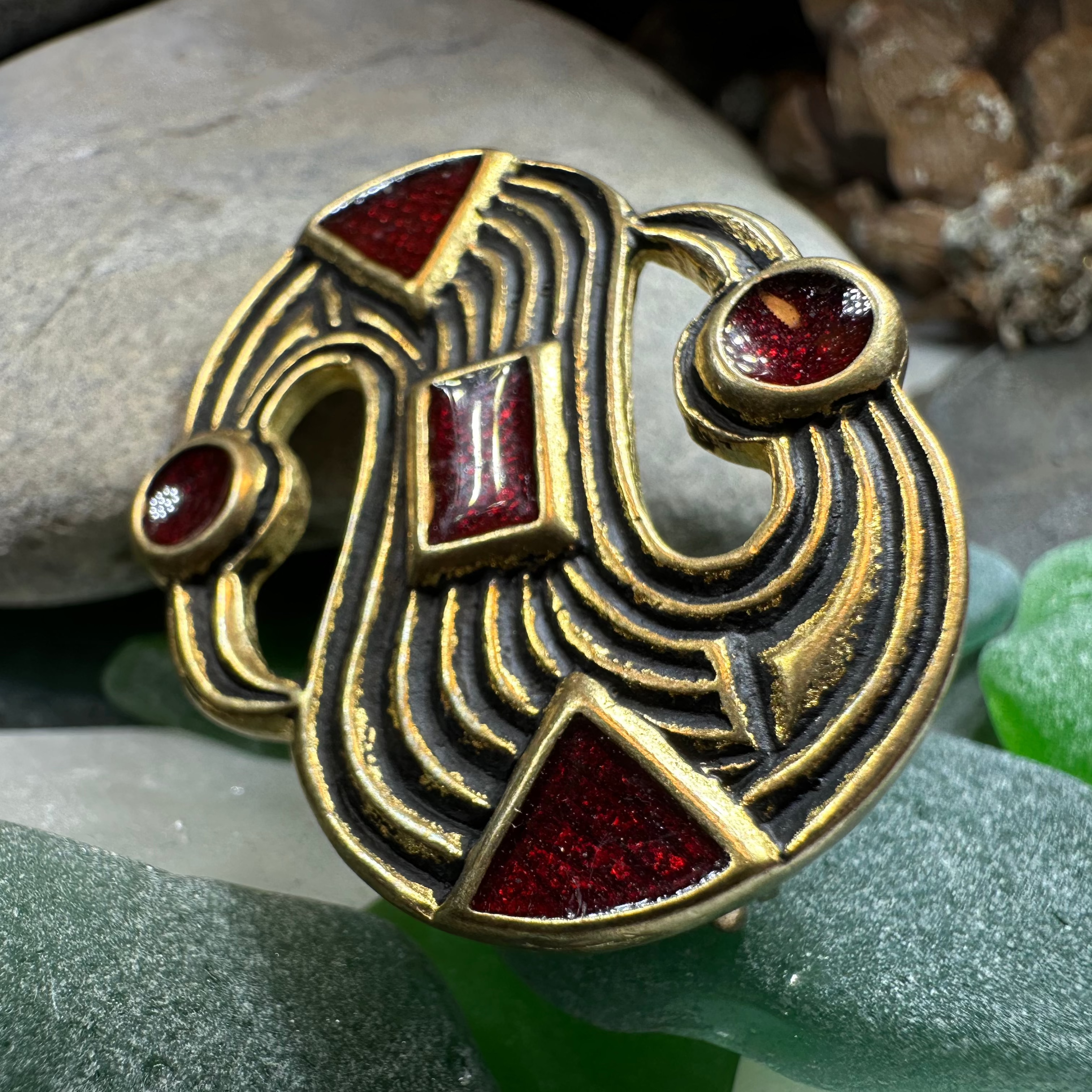 Medieval Merovingian S-Brooch - Bronze Historical Reproduction Pin