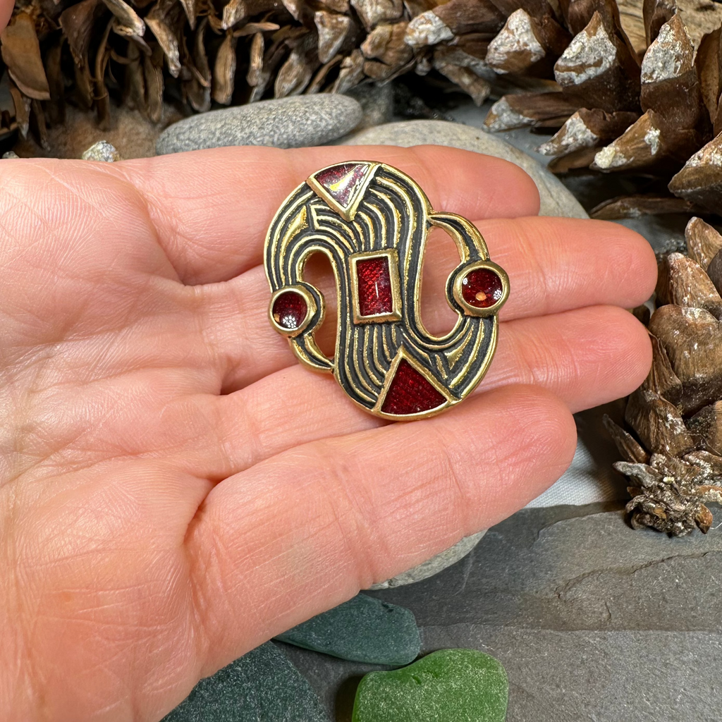 Medieval Merovingian S-Brooch - Bronze Historical Reproduction Pin