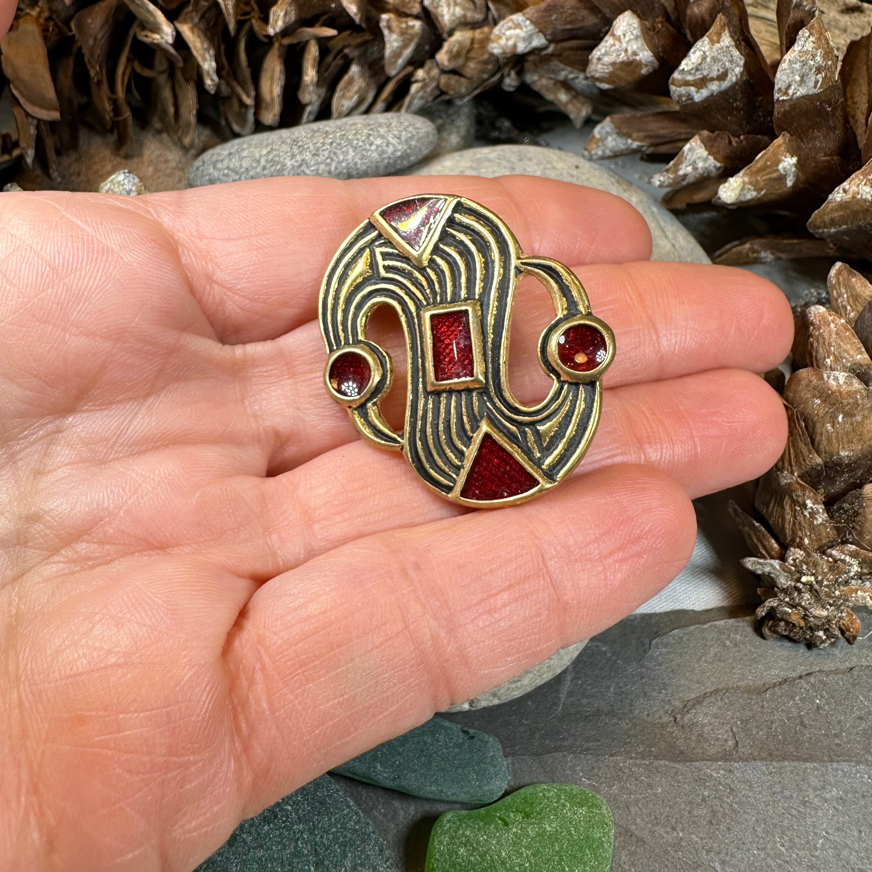 Medieval Merovingian S-Brooch - Bronze Historical Reproduction Pin