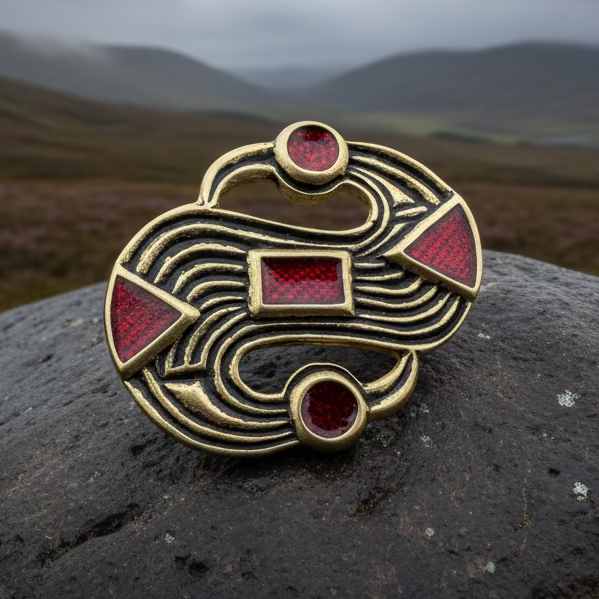 Medieval Merovingian S-Brooch - Bronze Historical Reproduction Pin