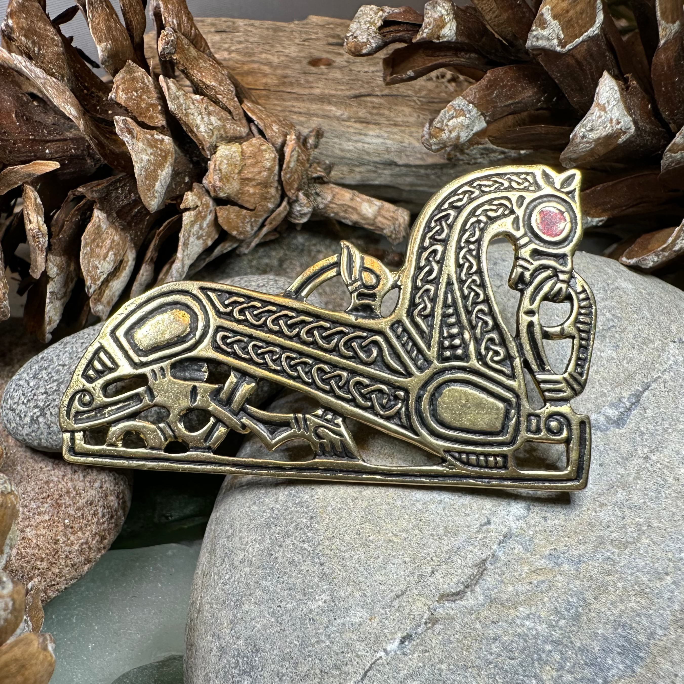 Bronze Viking Horse Brooch