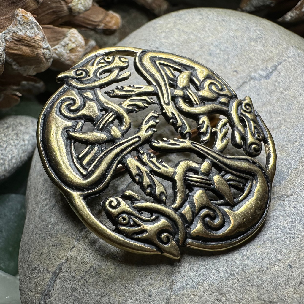 Hunting Hounds Celtic Brooch
