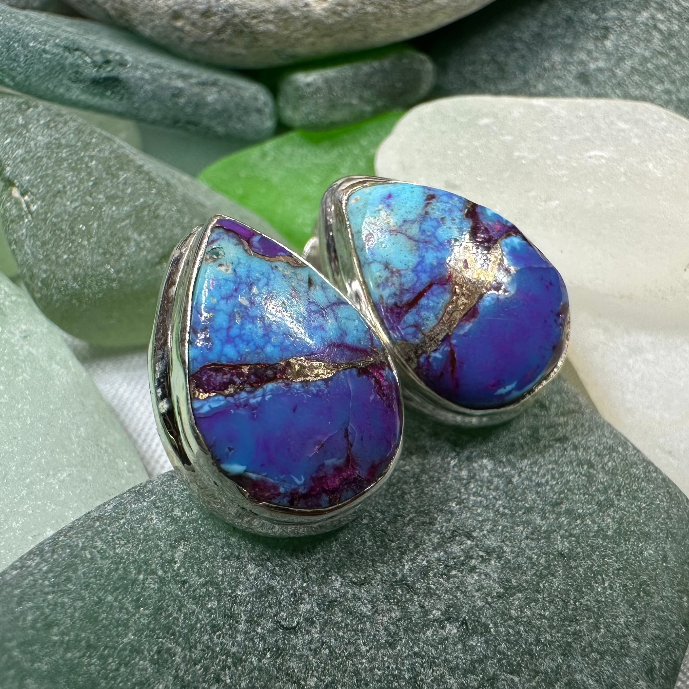 Classic Copper Turquoise Post Earrings