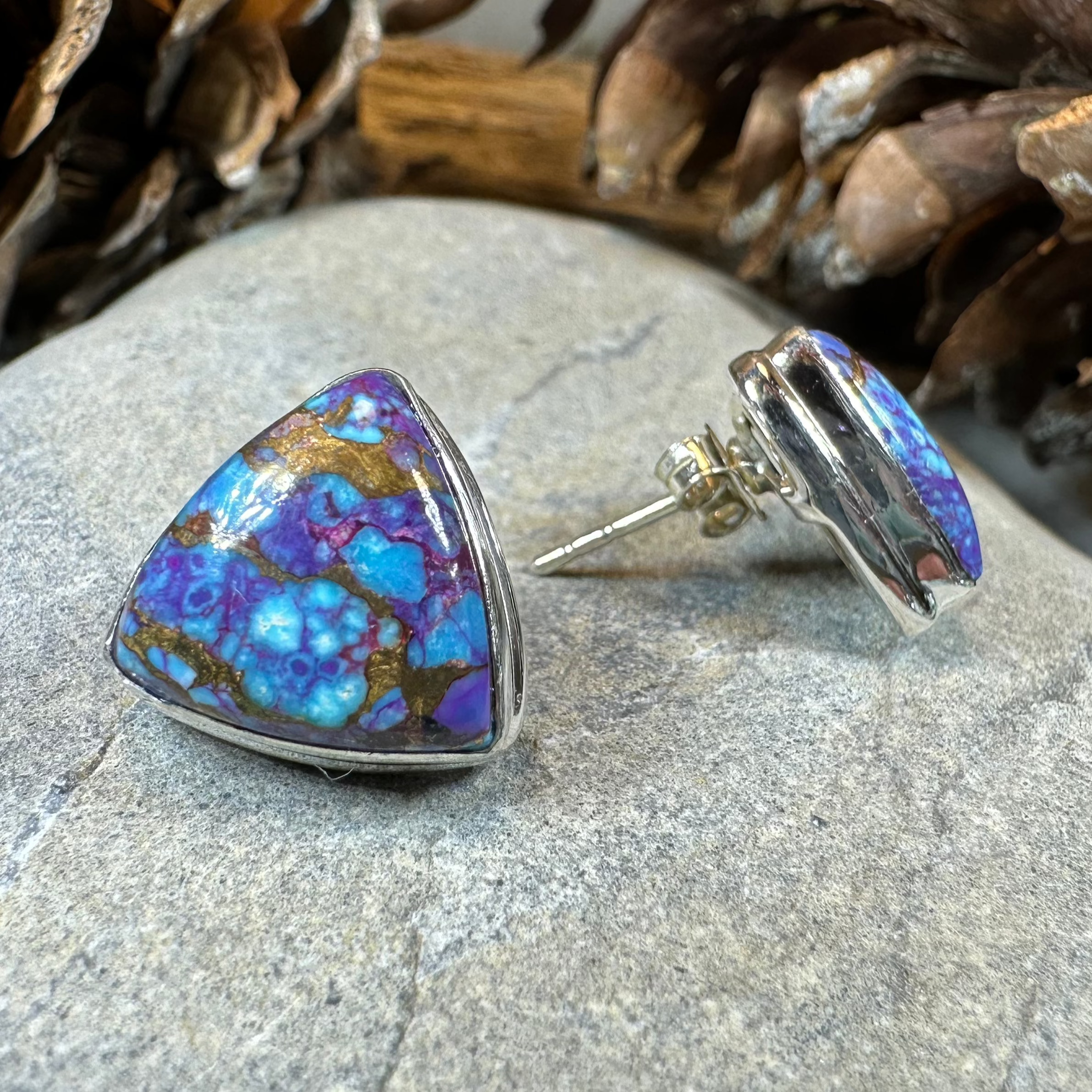 Classic Copper Turquoise Post Earrings