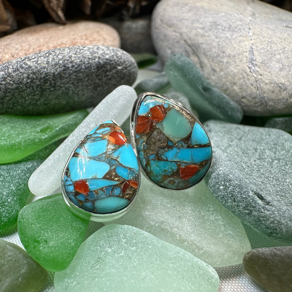 Classic Copper Turquoise Post Earrings