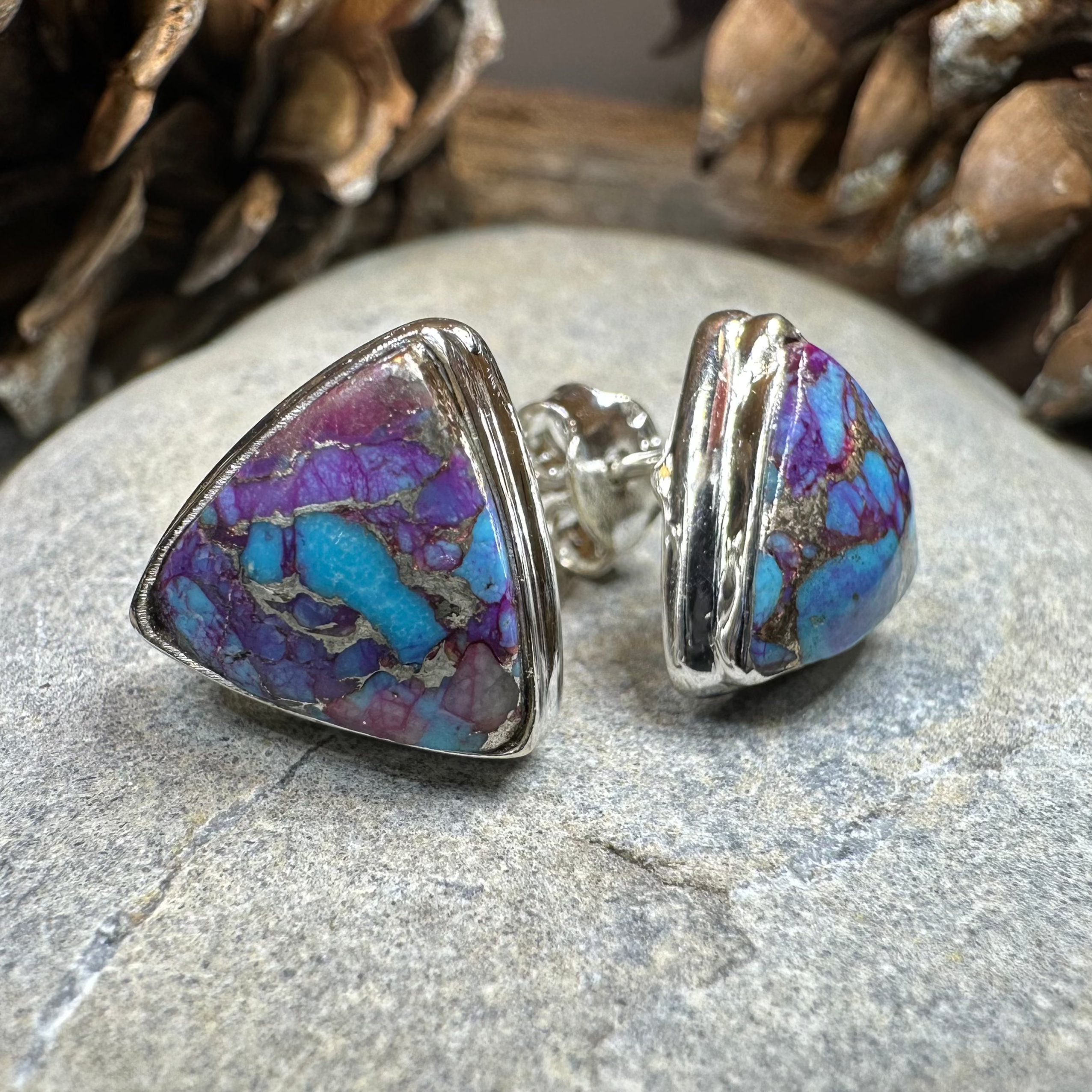 Classic Copper Turquoise Post Earrings