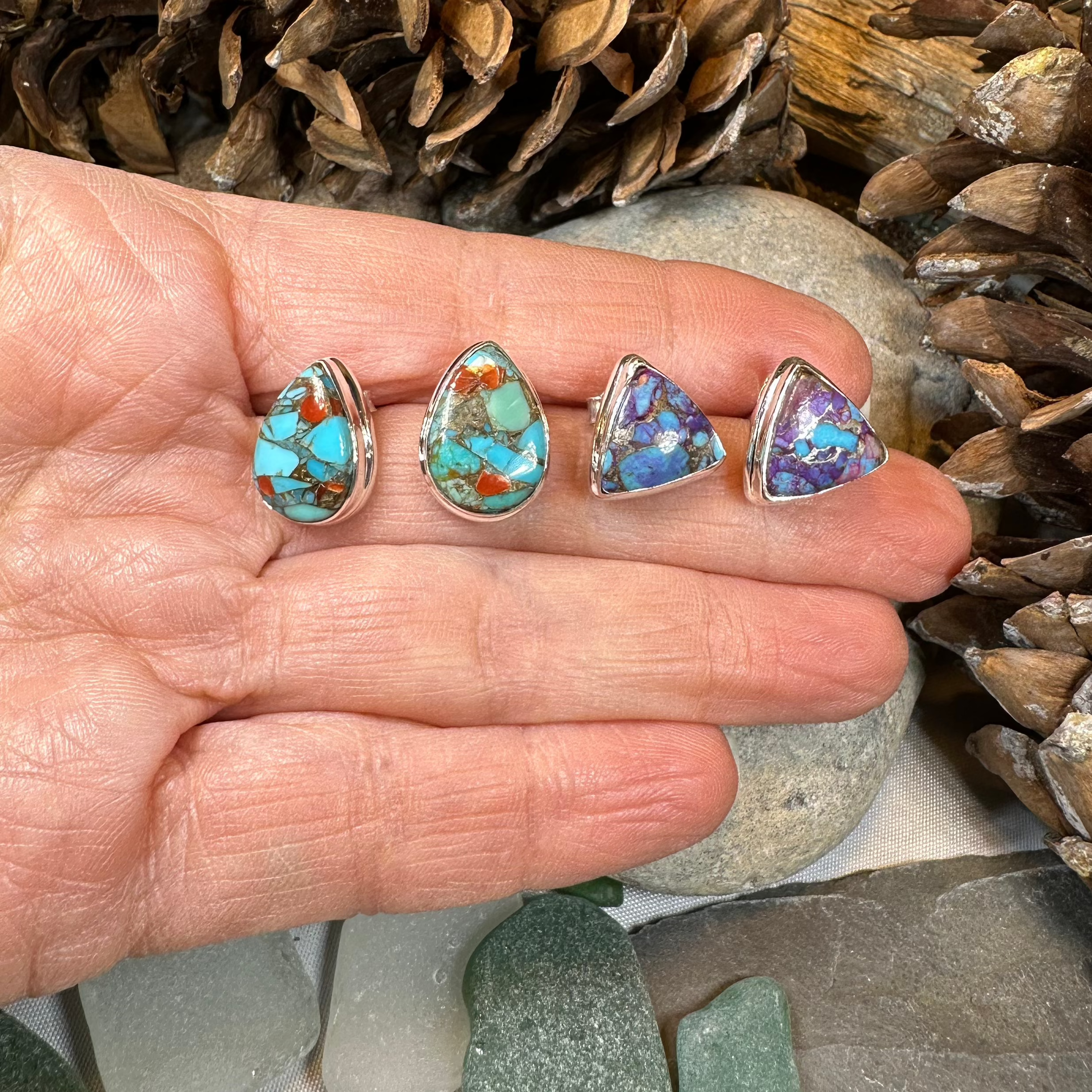Classic Copper Turquoise Post Earrings