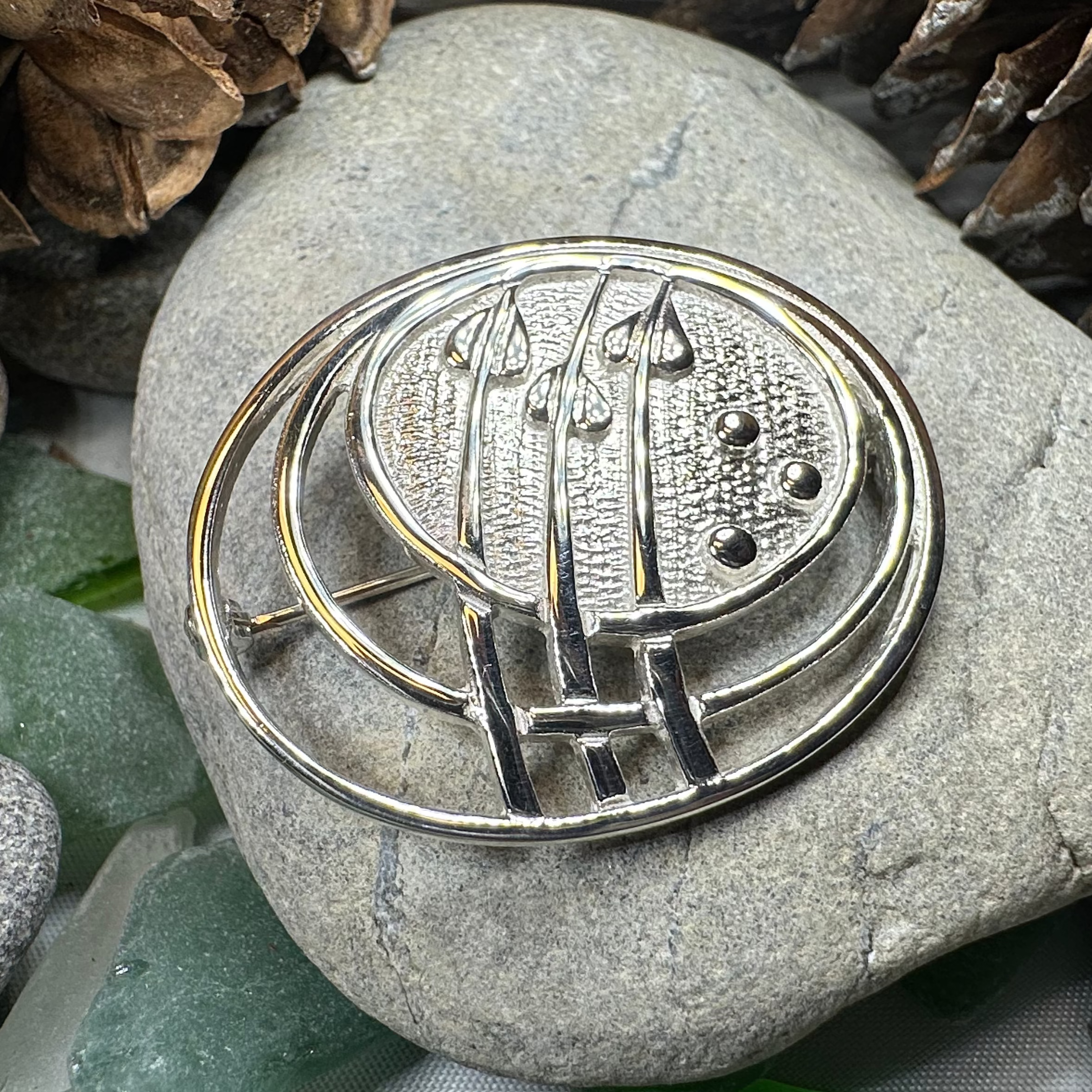 Scottish Mackintosh Leaves Brooch - Handmade in Scotland