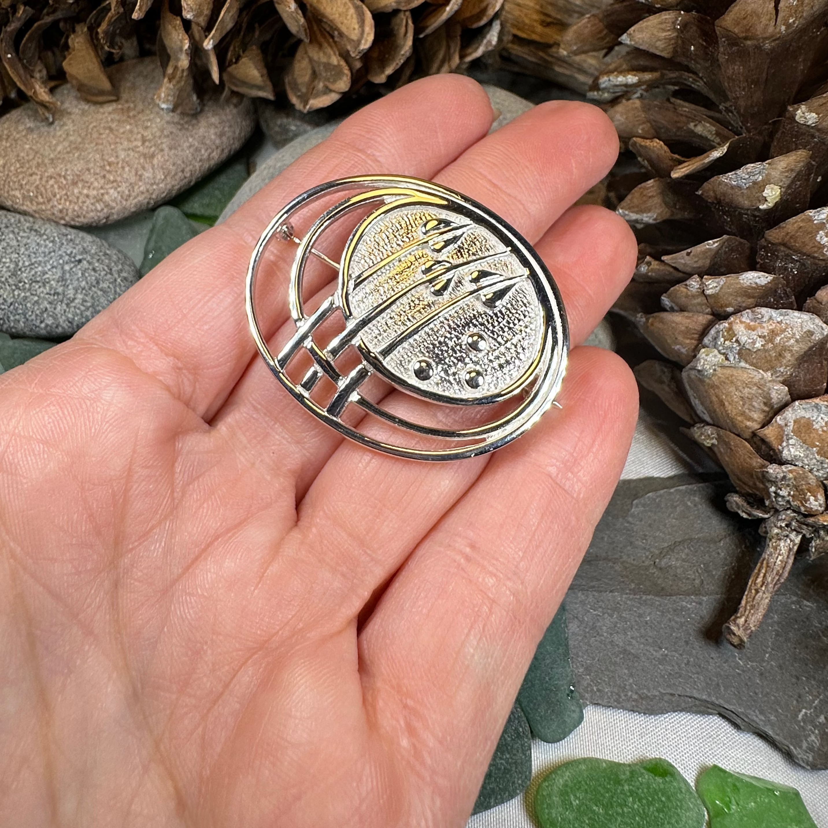 Scottish Mackintosh Leaves Brooch - Handmade in Scotland
