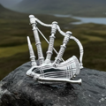Scottish Bagpipes Sterling Silver Pin - Handmade in Scotland