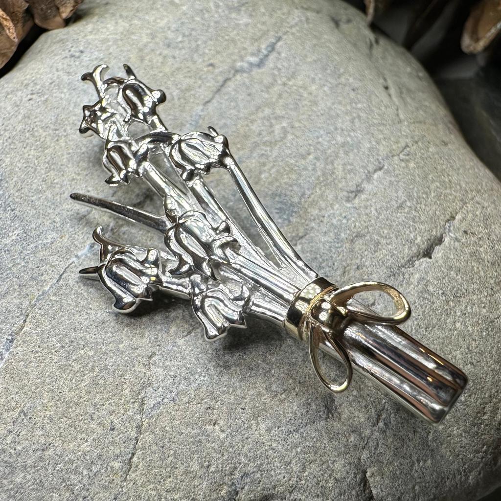 Sterling Silver Scottish Bluebell Posey Brooch - Handmade in Scotland