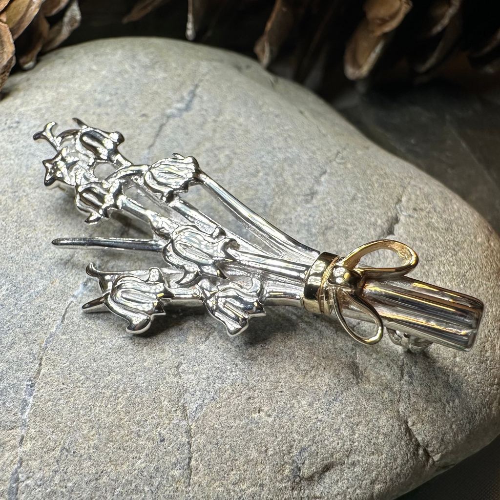 Sterling Silver Scottish Bluebell Posey Brooch - Handmade in Scotland