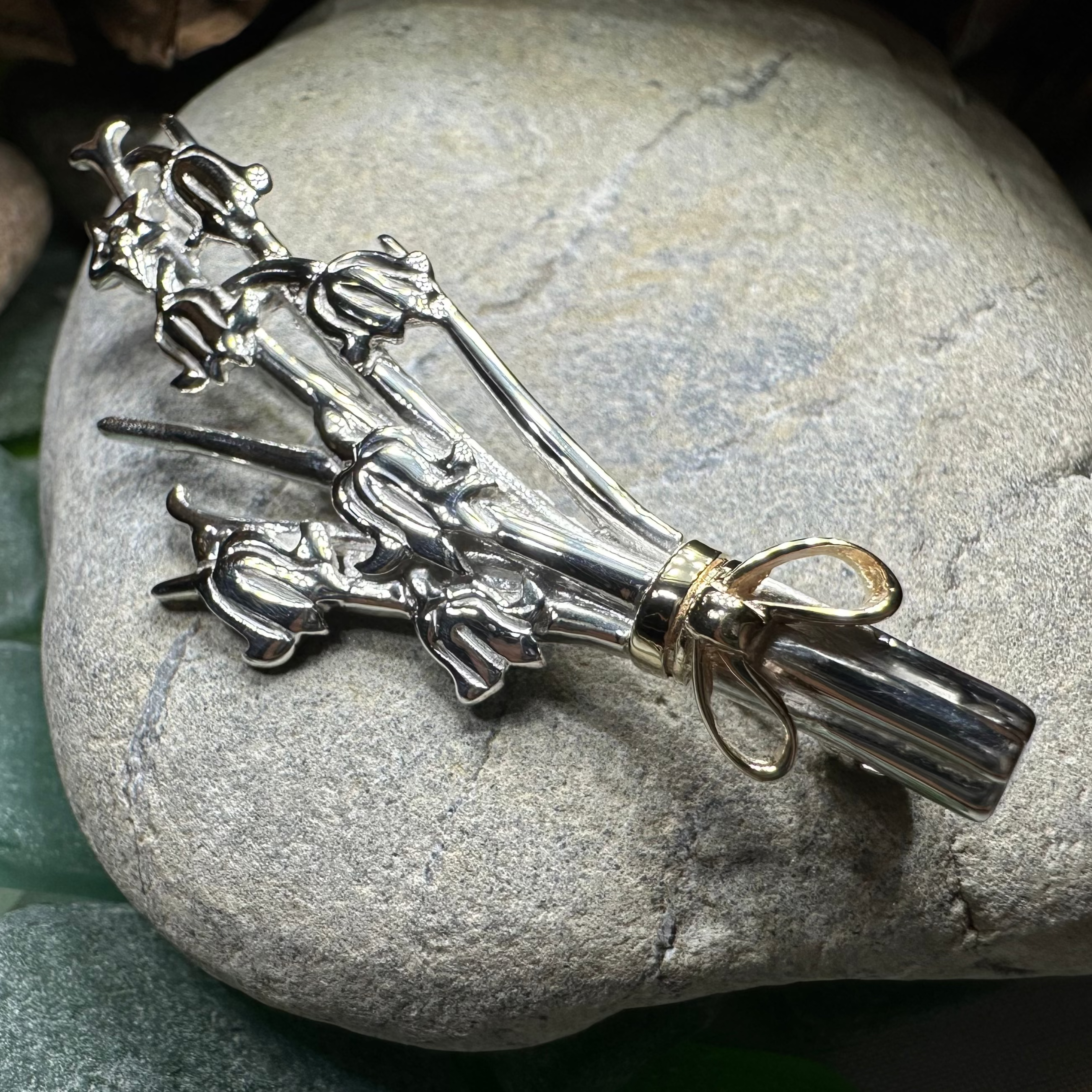 Sterling Silver Scottish Bluebell Posey Brooch - Handmade in Scotland