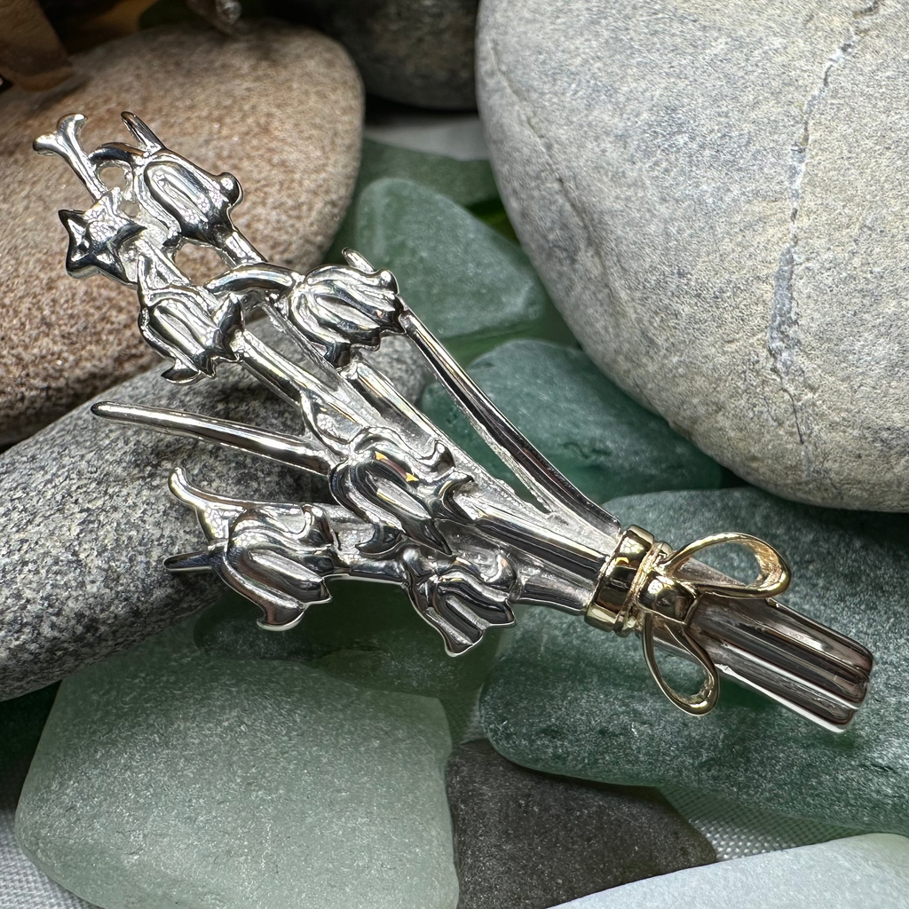 Sterling Silver Scottish Bluebell Posey Brooch - Handmade in Scotland