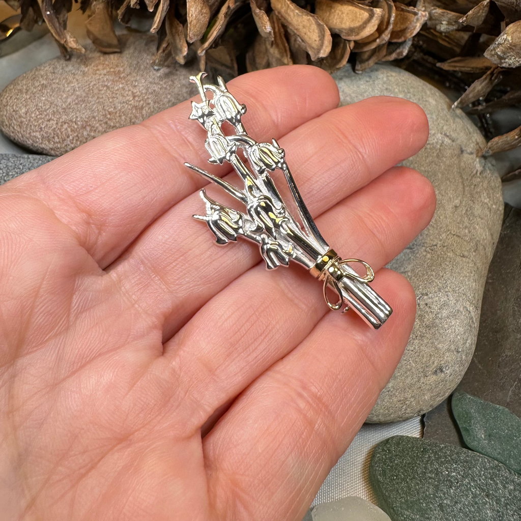 Sterling Silver Scottish Bluebell Posey Brooch - Handmade in Scotland