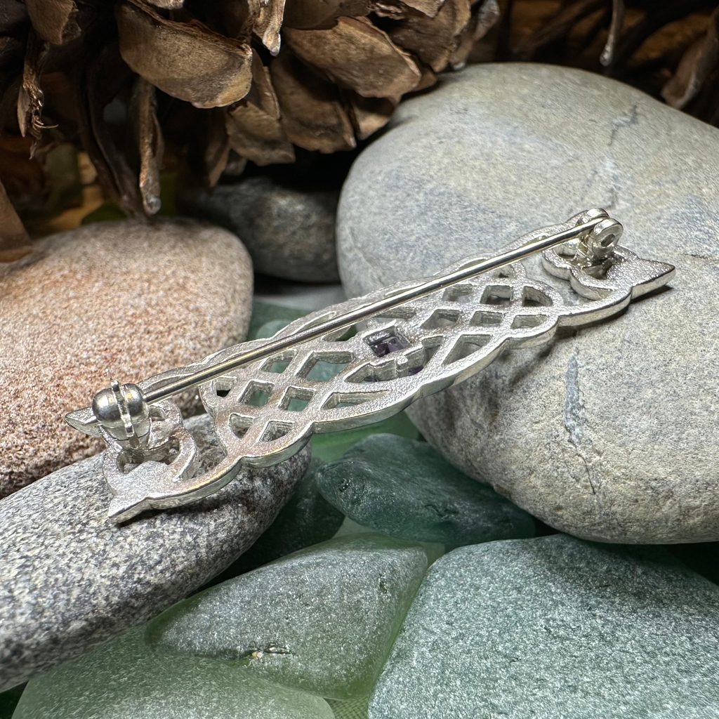 Aranel Amethyst Celtic Knot Brooch - Handmade in Scotland