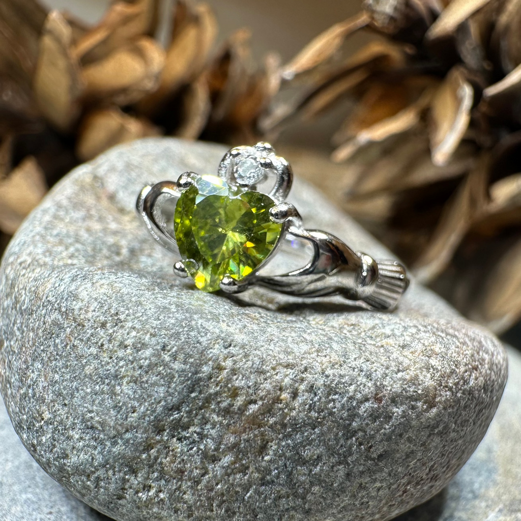 Peridot Green Claddagh Ring