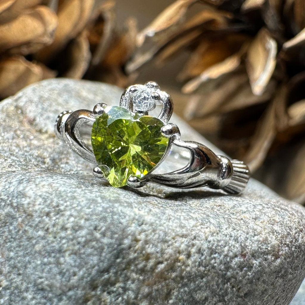 Peridot Green Claddagh Ring