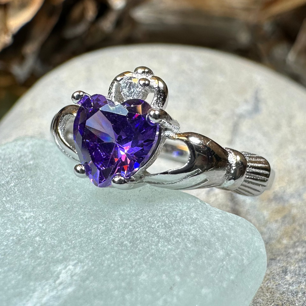 Purple Heart Claddagh Ring