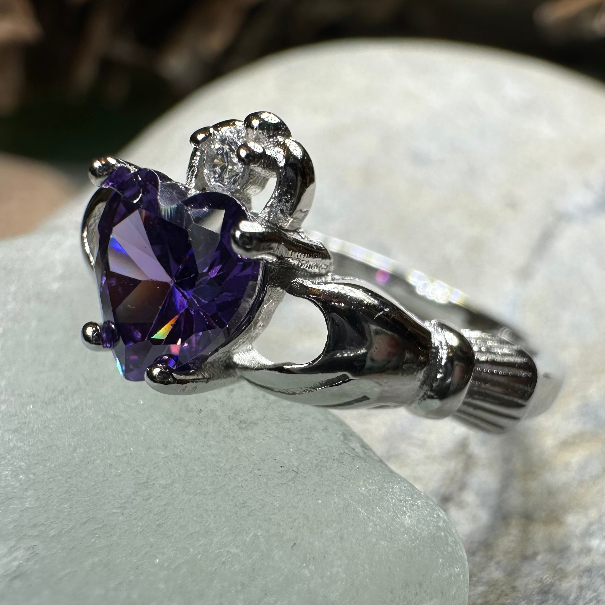 Purple Heart Claddagh Ring